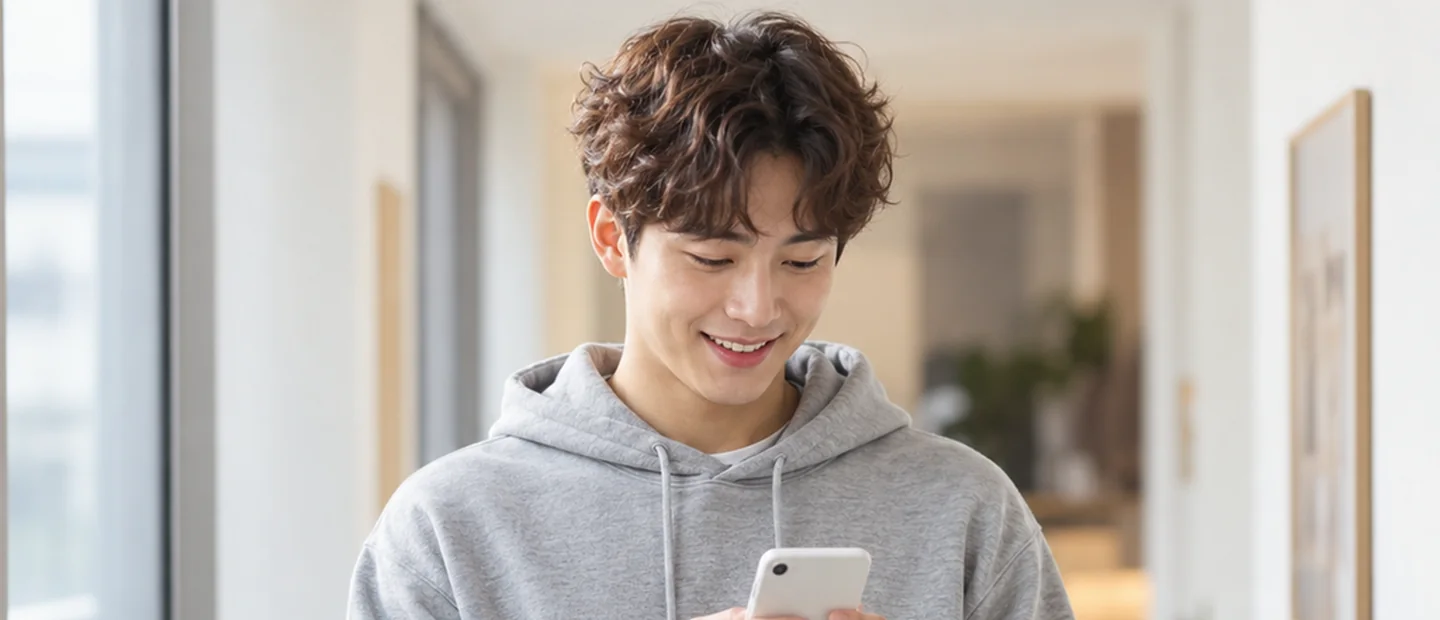 입금 알림을 휴대폰으로 확인하는 남성